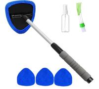 Limpiador de ventanas de coche, limpiador de parabrisas, limpiador de parabrisas con 3 almohadillas de microfibra y botellas pulverizadoras, kit de limpiaparabrisas de coche, giratorio 180 grados con