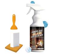 Limpiador de vidrios para chimeneas - Esponja de melamina y toalla de microfibra, agente de limpieza resistente | Limpiador de hogar de vidrio para chimenea de 150 ml | para rejillas de acero Pantalla