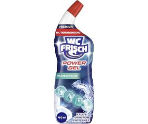 Limpiador de WC Frisch Power Gel de frescor marino (750 ml) - para una limpieza profunda hasta el desagüe y bajo el borde del inodoro