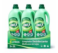 Limpiador Desinfectante Multiusos sin lejia, Desinfectante Limpiahogar dejando un aroma fresco y un brillo duradero, Elimina Bacterias, Hongos y Virus, Contiene 3 botellas de 2 Litros