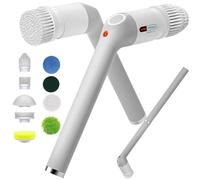 Limpiador eléctrico giratorio, cepillo limpiador de baño con cuerpo completo IPX7 impermeable, limpiador de ducha con mango largo, cepillo de limpieza eléctrico con 9 cabezales de cepillo, limpiador