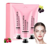 Limpiador Facial De Bálsamo A Leche, Limpiador Facial Rico En Plantas, Elimina Eficazmente El Maquillaje Y Las Impurezas De La Piel, Exfoliante Suave Y Desmaquillante Doble (3 unidades)