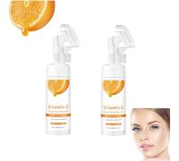 Limpiador facial espumoso con vitamina C con cepillo, limpiador facial iluminador e hidratante y tónico facial exfoliante con aloe vera y ácido hialurónico (2 unidades)