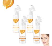 Limpiador facial espumoso con vitamina C con cepillo, limpiador facial iluminador e hidratante y tónico facial exfoliante con aloe vera y ácido hialurónico (4 unidades)