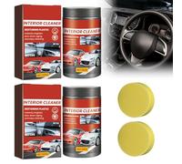 Limpiador Interior Coche, Pasta Renovadora Interior Coche, Crema Limpiadora Interior con Esponja para Limpiar Asientos Tapicería Salpicadero, Quitar Polvo y Abrillantar