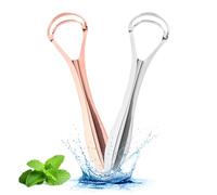Limpiador Lingual De 2 Piezas Con Cabezal Raspador Doble, Raspador Lingual De Acero Inoxidable, Contra El Mal Aliento, Ayuda Con La Higiene Bucal, Elimina La Placa Lingual, Raspador Lingual Para Adult