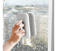 Limpiador magnético de ventanas de doble cara, herramienta de plástico resistente de alta seguridad con mango grande para gafas de 3 a 10 mm, uso doméstico e invernadero, gris, 15 x 10 x 4 cm