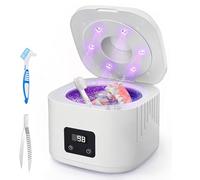 Limpiador Ultrasónic,49000Hz Limpiador Ultrasonidos Dental, 340ML con 4 Lámparas UV Automáticas,Ultrasonic Cleaner con 6 Lámparas UV para Retenedor, para Dentaduras Postizas,Retenedores, Joyas