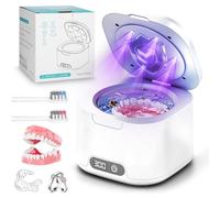 Limpiador Ultrasónico, 49000Hz Limpiador Ultrasonidos Dental, 340ml Limpiador ultrasónico de retenedores U-V, Ultrasonic Cleaner Portatil Para Dentaduras Postizas, Alineadores, Retenedores, Joyas