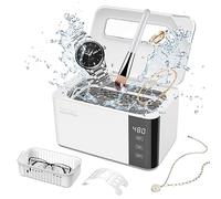 Limpiador Ultrasonico, 50W 600ML Limpiar Plata Ultrasonico con 5 Modos de Ajuste 43KHz, Portátil Hogar Profesional Ultrasonic Cleaner para Anillo Gafas Relojes Dentadura Maquinillas de Afeitar