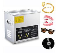 Limpiador ultrasónico de 6,5 L, 150 W, con Calentamiento Digital, Cuerpo de Acero Inoxidable, Calentador y Temporizador. Ideal para Vasos, Anillos, Discos de Vinilo y Piezas pequeñas.