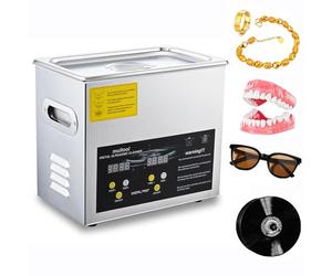 Limpiador ultrasónico de 6,5 L, 150 W, con Calentamiento Digital, Cuerpo de Acero Inoxidable, Calentador y Temporizador. Ideal para Vasos, Anillos, Discos de Vinilo y Piezas pequeñas.