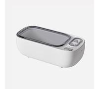 Limpiador ultrasónico de dentaduras postizas limpiador ultrasónico de 50 Khz, diseño de doble compartimento para anillos, arete, collares, anteojos, retenedor de dentaduras, monedas, protector bucal