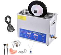Limpiador ultrasónico de discos de vinilo de 6 litros, giratorio automático, de doble cara, con temporizador, calentamiento de 0 a 80 °C, tanque de acero inoxidable para discos, joyas y vasos.