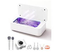 Limpiador ultrasónico de joyas, máquina limpiadora ultrasónica profesional de 48 KHz para joyas, lentes, anillos, correa de reloj, dentaduras postizas, modos de limpieza duales, tanque de acero