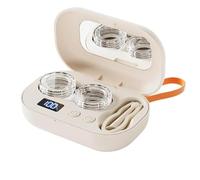 Limpiador ultrasónico de lentes de contacto, recargable con espejo de tocador, compacto, con dos modos de limpieza. Compatible con lentes de contacto duras, blandas y multicolor