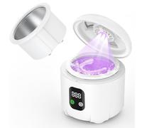 Limpiador ultrasónico de retención 2026, limpiador de dentaduras postizas portátil de 45 KHz 25 W con función de secado e interior extraíble para prótesis, protectores bucales, alineadores, joyas y