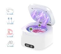 Limpiador ultrasónico de retención con UV, 300 ml, 49 kHz, cápsula de limpieza dental para dentaduras postizas, alineadores, protectores nocturnos, aparatos ortopédicos, cabezales de cepillo de