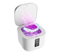 Limpiador ultrasónico de retenedor, máquina limpiadora ultrasónica de dentaduras postizas de 48 kHz con luz UV, cápsula de limpieza dental portátil de 375 ml para retenedor dental, protectores bucales