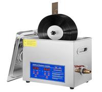 Limpiador ultrasónico para Discos de Vinilo de 6 litros - Lavador de Discos Comercial para Limpiar de 1 a 6 Discos a la Vez - 40 kHz, 180 W, Modelo Profesional con Cesta y Bola de Malla Fina