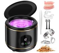 Limpiador ultrasónico U-V para prótesis, EnGiTores máquina de limpieza ultrasónica para dentaduras postizas, protectores bucales alineadores cabezales de cepillo dientes dispositivo limpieza (black)