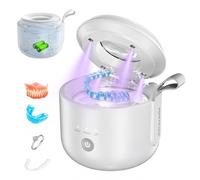 Limpiador Ultrasonidos Dental, 48kHz Jeatone Ultrasonidos Limpieza 125ML con 4 Lámparas U-V C Automáticas, Portátil para Limpiador Ferula Dental de Retenedores, Alineadores y Artículos, Joyas, Relojes