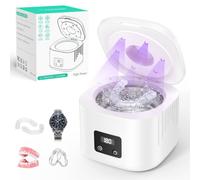 Limpiador Ultrasonidos Dental 49 kHz 340 ml, Dental Pod con 3 Modos de Limpieza y 6 Lámparas UV Esterilizantes, Ultrasonic Cleaner para Férulas, Retenedores, Alineadores, Dentaduras