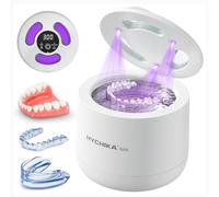 Limpiador Ultrasonidos Dental con UV para Esterilización,Alta Frecuencia de 45 kHz Ultrasonic Cleaner,4 Modos para Brackets, Retenedores, Protectores Nocturnos, Alineadores etc.,200 ml,Blanco
