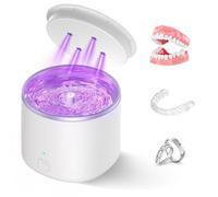 Limpiador Ultrasonidos Dental Limpieza Recargable, Portátil Limpiador Ultrasónico para Dentaduras Postizas, Alineadores, Retenedores, Joyas, 2 Modos, 49KHz