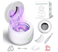 Limpiador Ultrasonidos Dental, Retainer Cleaner Dispositivo UV Ultrasónico de 45000Hz con Cubeta Dental de 200 ml, Ultrasonic Cleaner para Joyas, Retenedores Dentales, Prótesis Dentales