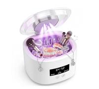 Limpiador Ultrasonidos Portátil 50000Hz, Limpieza Dental Ultrasonidos Recargable con Luz UV, 380ml, 3 Modos para Bracket Retenedores, Protectores Nocturnos, Dentaduras, Alineadores, Joyas etc,Blanco