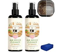 Limpiador y desengrasante para freidora de aire 2 en 1, removedor de grasa espumoso con toalla, solución de limpieza de cocina de acción rápida, elimina residuos de aceite (2pcs)