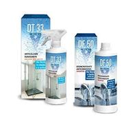 Limpiador y desincrustante antigoteo para cabinas de ducha + superdesincrustante anticorrosión concentrado DT33 500 ml + pulverizador + DF50 500 ml