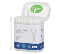 Limpiadores de oídos, 200 hisopos de algodón biodegradables, bastoncillos de algodón para bebés, bastoncillos de seguridad para niños, limpiador de cera para orejas de bebé, limpieza de nariz