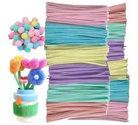 Limpiadores de tuberías, 200 varillas de alambre peludo, alambre flexible para manualidades, 20 bolas de pelo para proyectos de arte, limpiador de tuberías, decoración creativa hecha a mano para niños