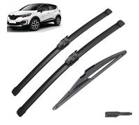 Limpiaparabrisas de vehículos Juego de escobillas limpiaparabrisas delanteras y traseras for Renault Captur Kaptur 2020 2019 2018 2017 2016 26 "16" 12 ", 3 uds. Limpiaparabrisas para todo clima