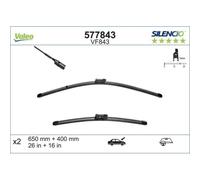 Limpiaparabrisas Valeo 577843 Silencio Flat Blade Set para Bmw Citroën Seat