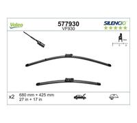 Limpiaparabrisas Valeo 577930 Silencio Flat Blade Set para Citroën Peugeot DS