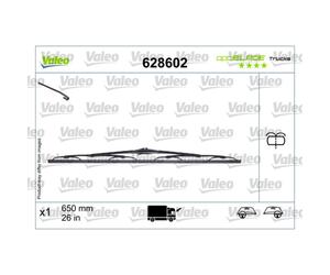 Limpiaparabrisas VALEO Optiblade 628602, 600mm, Frente, 1 Pieza