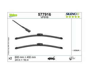 Limpiaparabrisas VALEO Silencio 577916, 600/400mm, Frente, 2 Pieza