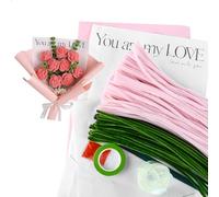 Limpiapipas Flores, 200 Piezas Limpiapipas Manualidades, Crea tu Propio Accesorio Limpiapipas Incluye Cinta Floral, Cinta, Papel de Regalo, Varillas Florales para Ramo Kit DIY