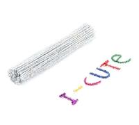 Limpiapipas manualidades 50 Uds. Limpiadores de tuberías con tallos chenilla, felpa, palos cable, juguetes educativos for niños, manualidades, suministros for DIY(Silver)