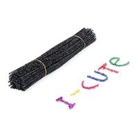 Limpiapipas manualidades 50 Uds. Limpiadores de tuberías con tallos chenilla, felpa, palos cable, juguetes educativos for niños, manualidades, suministros for DIY(Black)