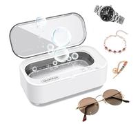 Limpiar Plata Ultrasonico, 48KHz Limpiador Ultrasonico con 2 Modos de Ajuste, Profesional Limpiador Ultrasónicopara Gafas, Anillo, Collares, Correa de Reloj, 304 Tanque de Acero Inoxidable con 350ML
