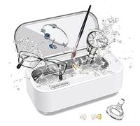 Limpiar Plata Ultrasonico, 48KHz Limpiador Ultrasonico con 2 Modos de Ajuste, Profesional Limpiador Ultrasónicopara Gafas, Anillo, Collares, Correa de Reloj, 304 Tanque de Acero Inoxidable con 350ML