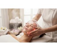 Limpieza facial express con máscara led mascarilla de colágeno y masaje kobido