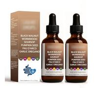 Limpieza intestinal con ajenjo y nuez negra, Ayuda a la digestión y aumenta la energía, Gotas de nogal negro y ajenjo - 60ml,2 PCS
