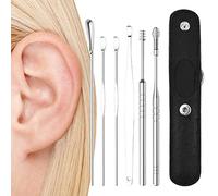 limpieza oídos - Kit profesional limpieza oídos 6 en 1 con bolsa almacenamiento PU,Limpiador cera para oídos, regalo para familiares, amigos, adultos y niños Shangjia
