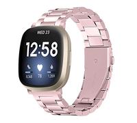 Limque Correa de acero inoxidable compatible con Fitbit Versa 4 / Fitbit Sense 2 / Fitbit Versa 3 / Fitbit Sense, correas de metal ajustables para reloj, pulsera de repuesto para mujeres y hombres, No