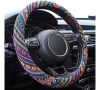Limsas Funda bohemia para volante de microfibra elástica para mujer, ajuste universal de 15 pulgadas, funda protectora de estilo hippie, antideslizante, transpirable, absorbe el sudor - 01